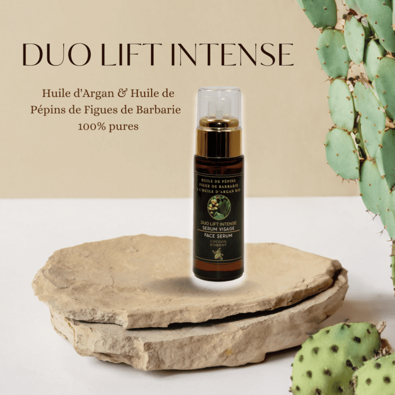 Sérum anti-rides peau mature Duo Lift Intense Cocoon d’Orient à l’huile d’argan bio et figue de barbarie – soin naturel peau mature avec effet liftant