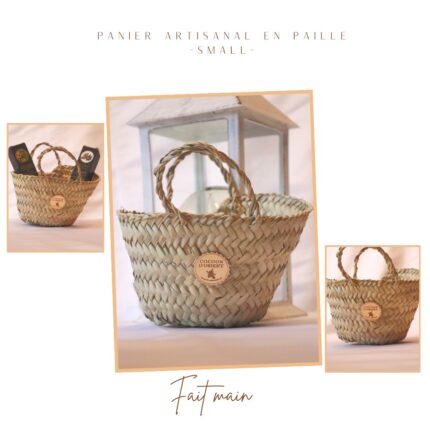 Panier en paille fait main avec produits Cocoon d'Orient