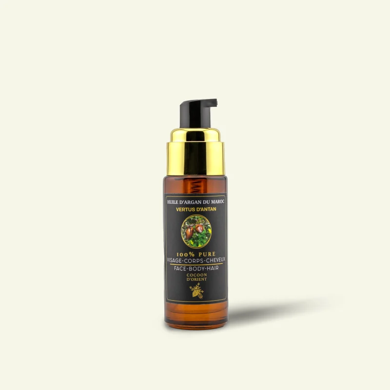 Soin à l’huile d’argan bio Cocoon d’Orient – Vertus d’Antan – bienfaits de l’huile d’argan pour une peau douce, éclatante et nourrie naturellement.