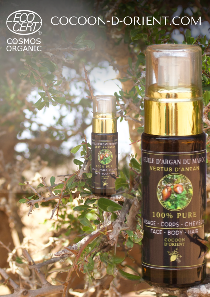 Sérum visage Vertus d'Antan à l'Huile d'argan 100% pure de Cocoon d'Orient pour une peau hydratée et éclatante