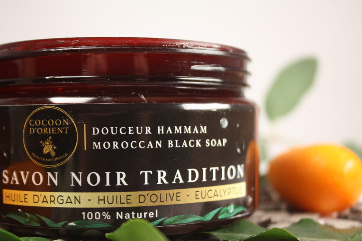 Pot de savon noir exfoliant corps argan bio – Cocoon d’Orient