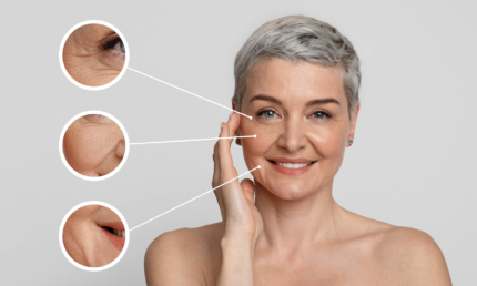 Femme mature avec rides ciblées – soin anti-âge naturel à l’huile d’argan bio