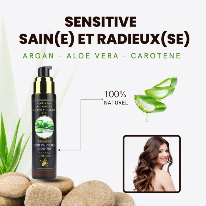 Sensitive de Cocoon d'Orient - Soin Corps à l'Argan, Aloe Vera et Carotène - Hydratation et Réparation Intense