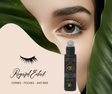 Soin contour des yeux Regard Éclat de Cocoon d'Orient, enrichi en huile d'argan pour atténuer les signes de fatigue, poches et ridules.