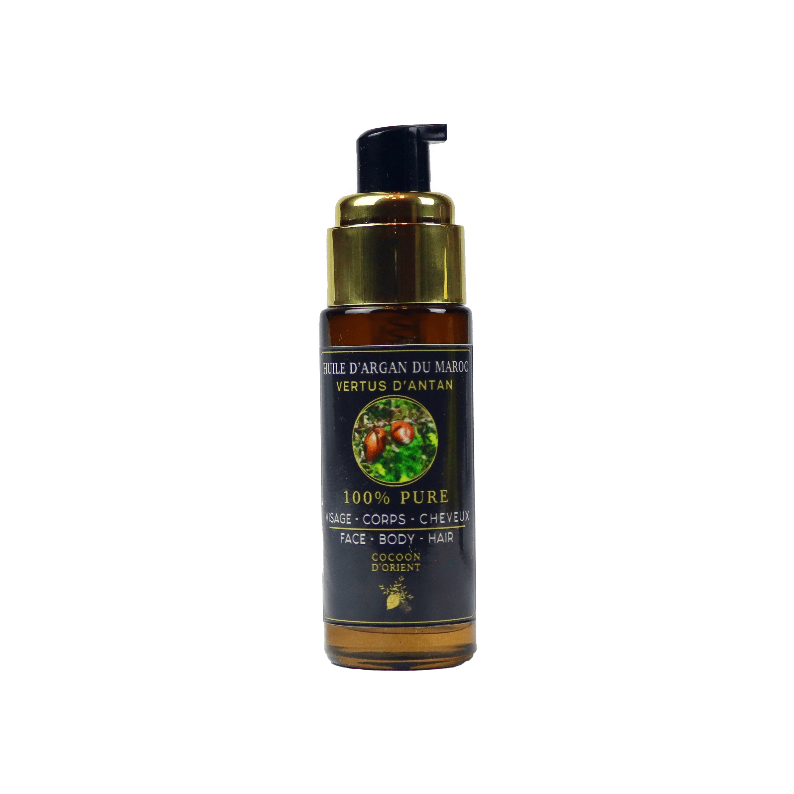 Huile d’argan bio pure pour visage, corps et cheveux – Vertus d’Antan Cocoon d’Orient